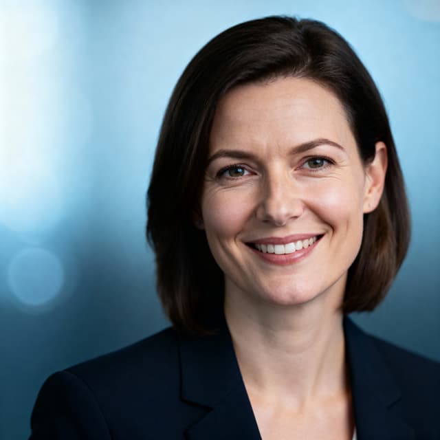 Professional headshot with polished, confident appearance