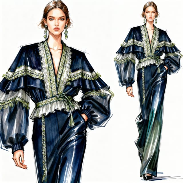 Contemporary fashion design on a professional model with studio lighting