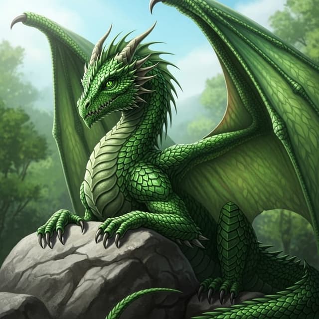 Majestic dragon breathing fire atop a mountain peak at dusk, ultra-detailed scales, glowing embers, cinematic lighting, fantasy art