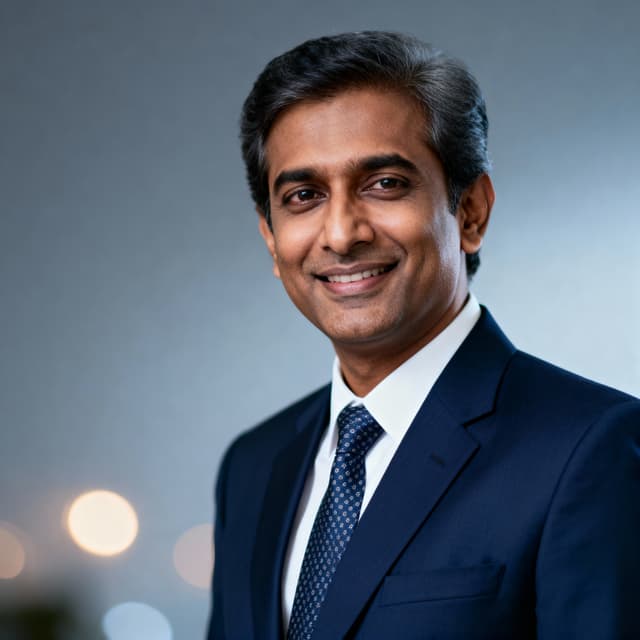 Professional corporate headshot with consistent lighting and background