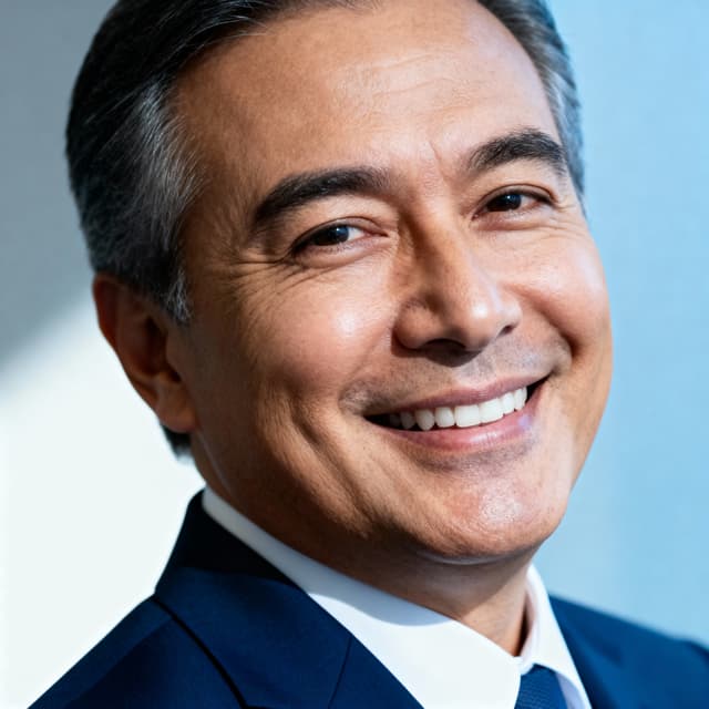 Insurance agent headshot with trustworthy expression and professional business attire