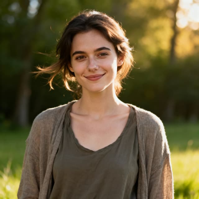 Outdoor headshot with natural lighting and environmental background