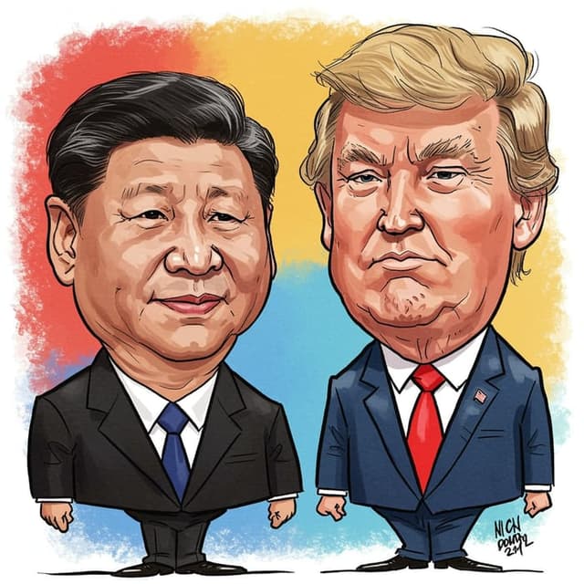 Satirical political cartoon of a balanced debate scene at podiums with symbolic scales of justice, bold ink, cross-hatching, speech bubbles, newspaper print texture, monochrome with a red accent