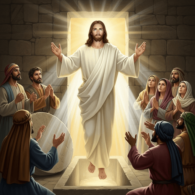 Inspirational Biblical artwork with spiritual themes and sacred imagery, reverent religious illustration depicting scripture and faith, classical or contemporary Christian art style with divine light and symbolism, meaningful devotional art perfect for worship and meditation